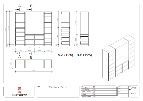 Wardrobe Insert: Antico Oak & Classic White